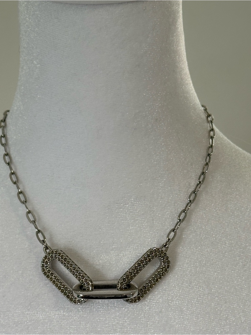 Swarovski Rhodium-Tone Crystal Link Necklace - Silver with earrings
